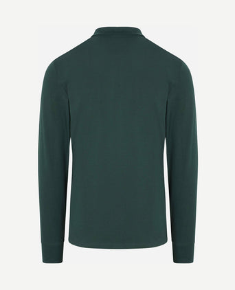 Longsleeve contrast piqué poloshirt tartan groen