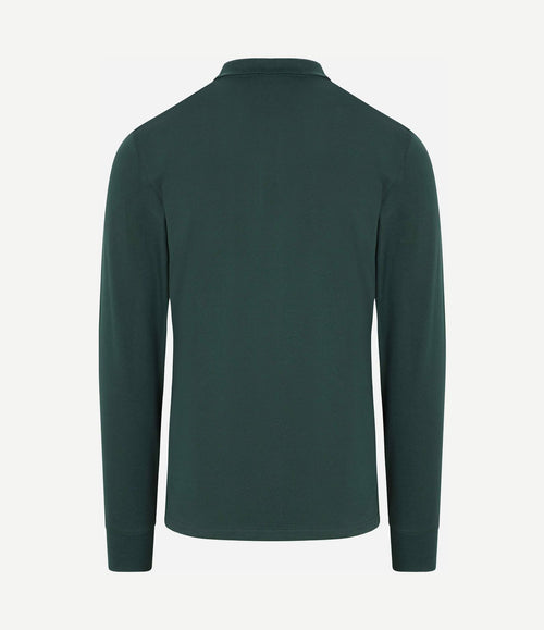 Longsleeve contrast piqué poloshirt tartan groen