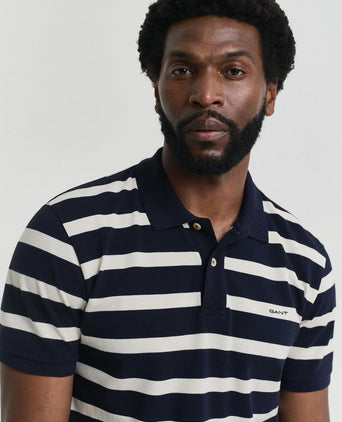 Poloshirt stripe donkerblauw wit