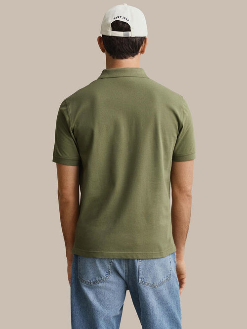 Contrast piqué poloshirt herb groen