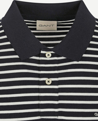 Gant poloshirt pique donkerblauw streep | Regular-fit