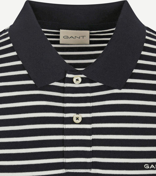 Gant poloshirt pique donkerblauw streep | Regular-fit
