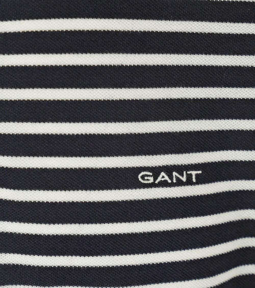 Gant poloshirt pique donkerblauw streep | Regular-fit