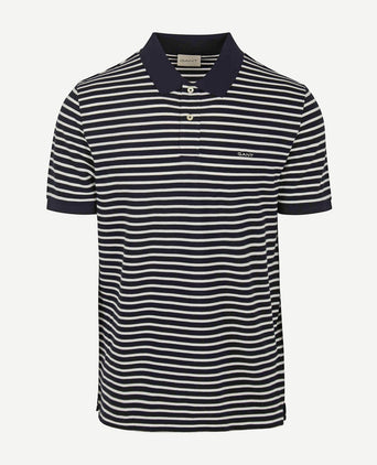 Poloshirt pique donkerblauw streep