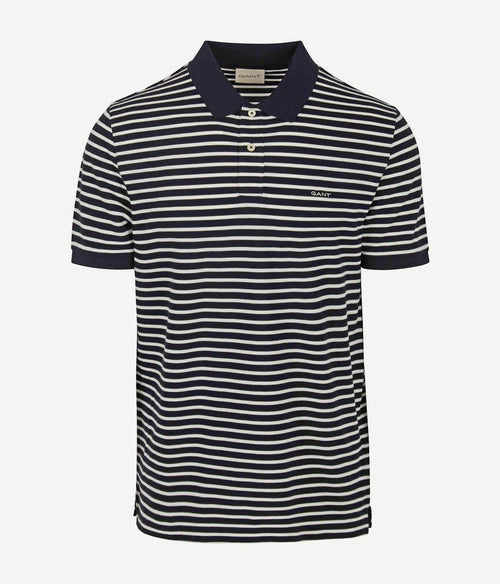 Gant poloshirt pique donkerblauw streep | Regular-fit