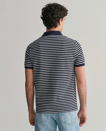 Gant poloshirt pique donkerblauw streep | Regular-fit