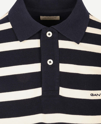 Poloshirt stripe donkerblauw wit