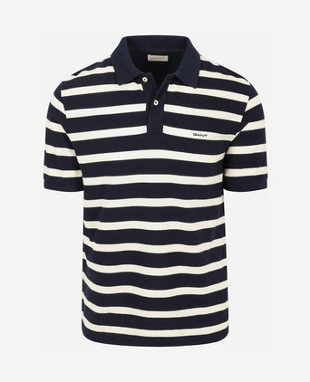 Poloshirt stripe donkerblauw wit