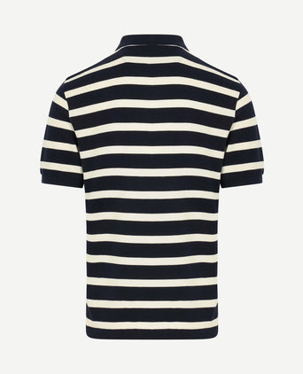 Poloshirt stripe donkerblauw wit