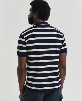 Poloshirt stripe donkerblauw wit