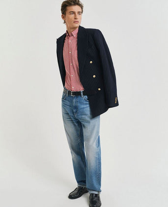 Poplin banker overhemd streep rood