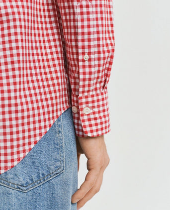 Poplin banker overhemd streep rood
