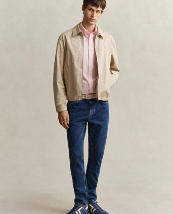 Poplin banker overhemd streep roze