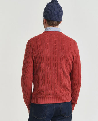 Pullover crewneck lambswool cable modern rust