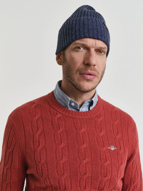 Pullover crewneck lambswool cable modern rust