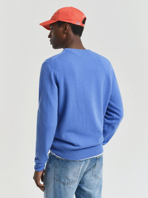 Gant pullover lamswol mid blauw | Regular-fit