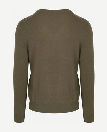 Gant pullover v-hals woolblend army groen | Regular-fit