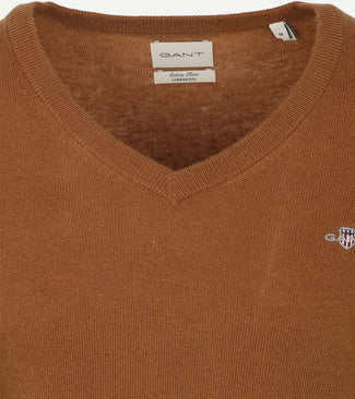 Gant pullover v-hals woolblend camel | Regular-fit Gant pullover v-hals woolblend camel | Regular-fit