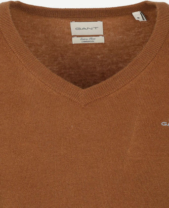 Pullover v-hals woolblend camel