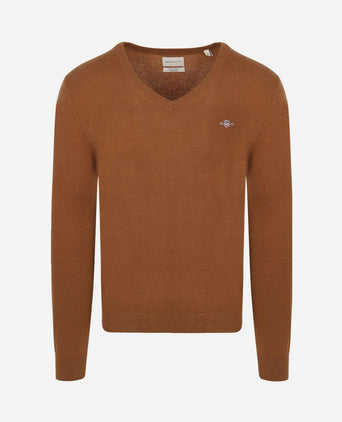 Pullover v-hals woolblend camel