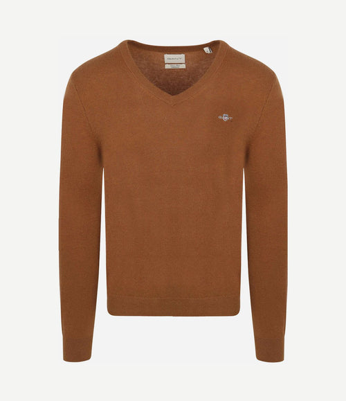 Pullover v-hals woolblend camel