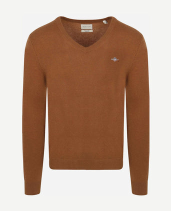 Pullover v-hals woolblend camel