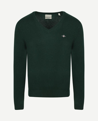 Pullover v-hals woolblend donkergroen