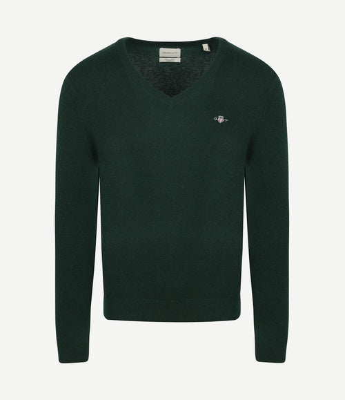 Pullover v-hals woolblend donkergroen