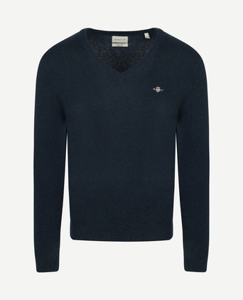Pullover v-hals woolblend donkerblauw melange