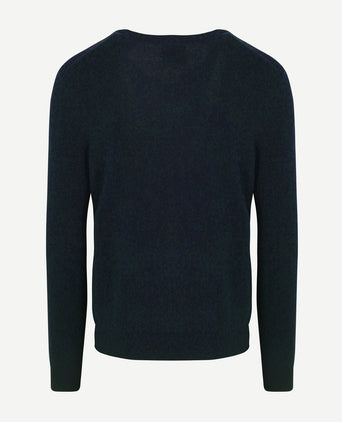 Gant pullover v-hals woolblend donkerblauw melange | Regular-fit