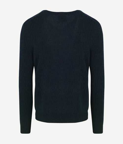 Gant pullover v-hals woolblend donkerblauw melange | Regular-fit