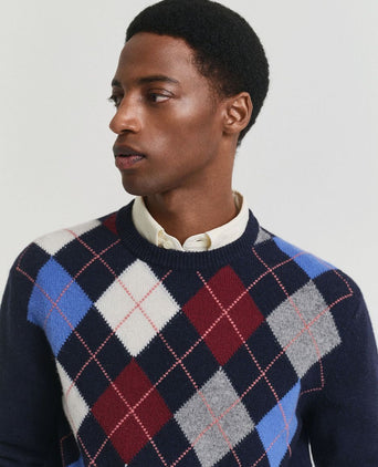 Gant pullover wool blend argyle donkerblauw | Regular-fit