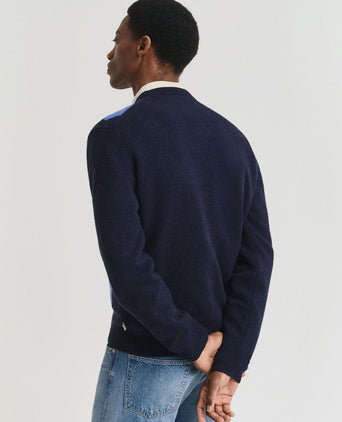 Gant pullover wool blend argyle donkerblauw | Regular-fit