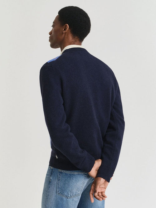 Gant pullover wool blend argyle donkerblauw | Regular-fit