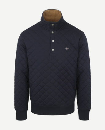 Quilted mocker pullover donkerblauw