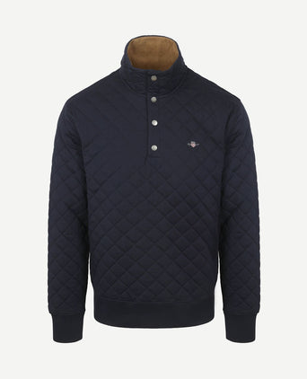 Quilted mocker pullover donkerblauw