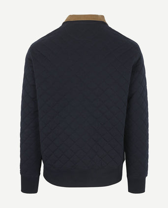 Quilted mocker pullover donkerblauw