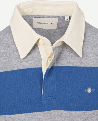 Rugger polo knitted lamswol blauw grijs