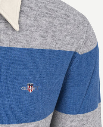 Rugger polo knitted lamswol blauw grijs