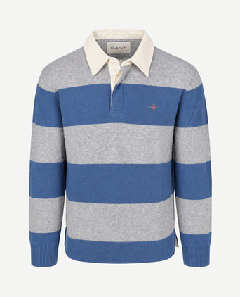Rugger polo knitted lamswol blauw grijs