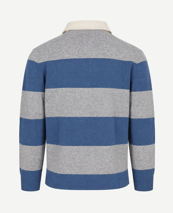 Rugger polo knitted lamswol blauw grijs