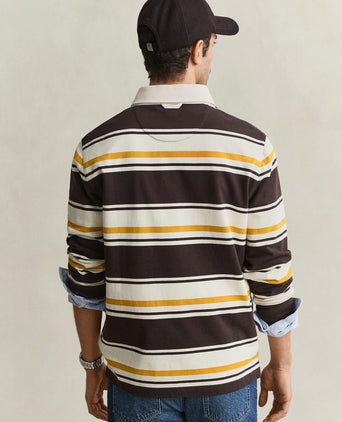 Rugger polo multi striped bruin geel