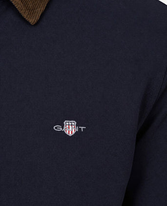 Rugger shield corduroy polo donkerblauw