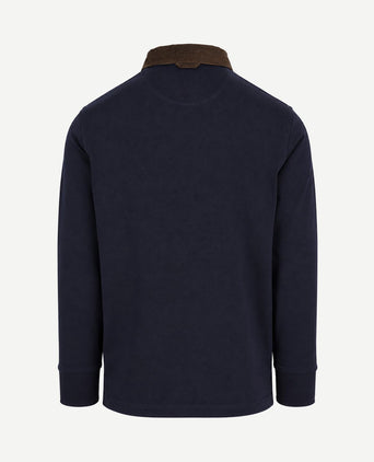 Rugger shield corduroy polo donkerblauw