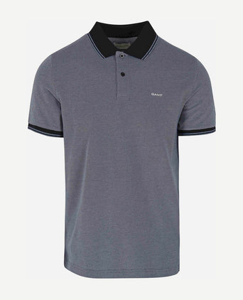 Gant shield Oxford piqué poloshirt donkerblauw | Regular-fit