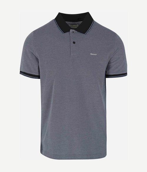 Gant shield Oxford piqué poloshirt donkerblauw | Regular-fit