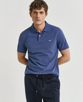 Gant shield piqué poloshirt dusty donkerblauw | Regular-fit