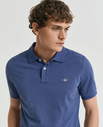 Gant shield piqué poloshirt dusty donkerblauw | Regular-fit