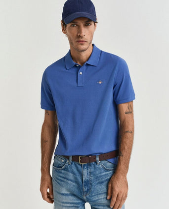 Gant shield piqué poloshirt kobaltblauw | Regular-fit