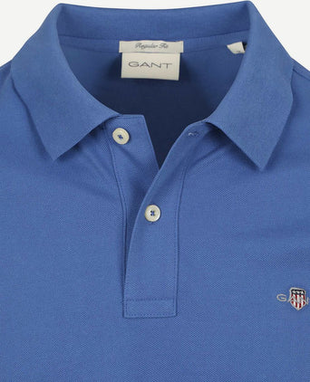 Gant shield piqué poloshirt kobaltblauw | Regular-fit